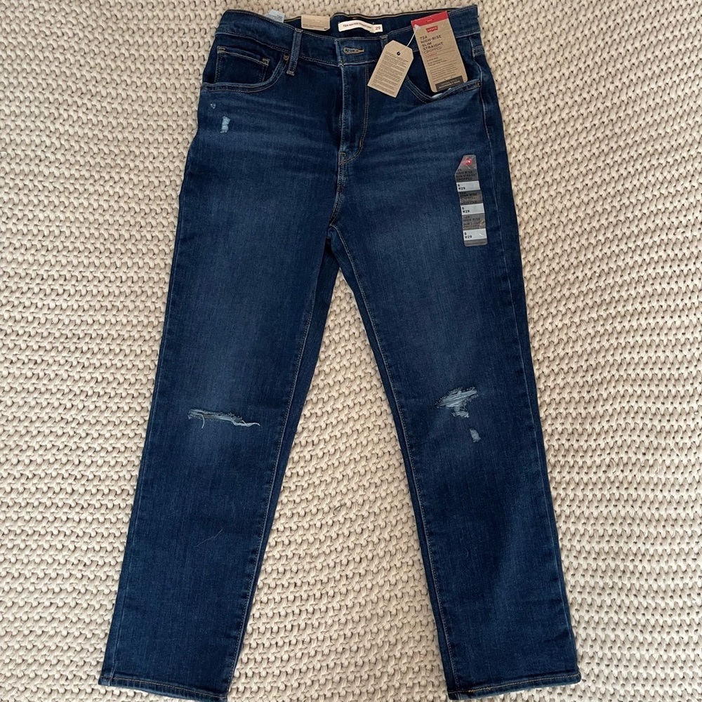 724 Levi Strauss High Rise Slim Straight Cropped Jeans - Picture 7 of 7